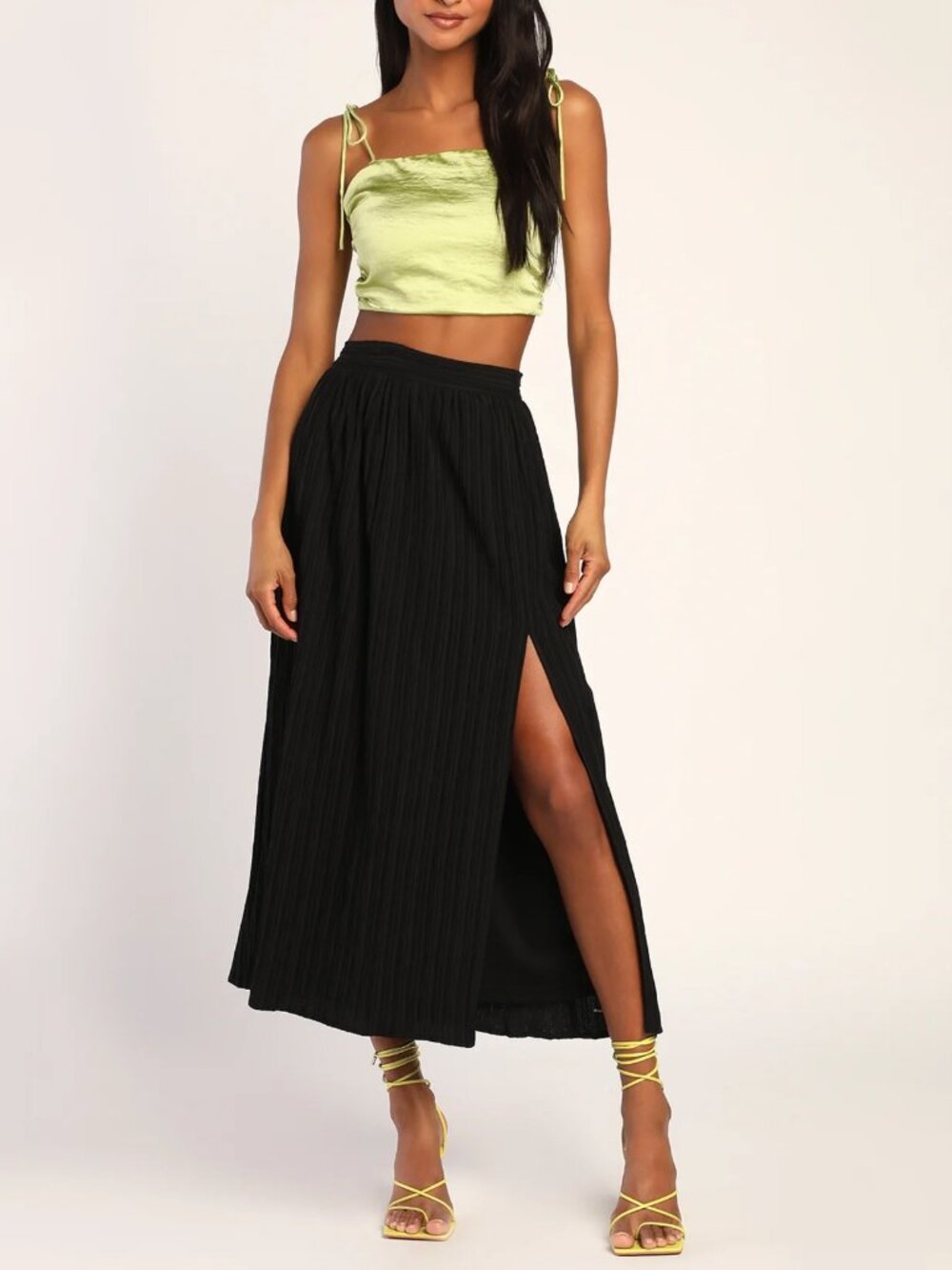 NWT Lulus Midsummer Memories Black Mid-Rise Maxi Skirt Size Small S NEW